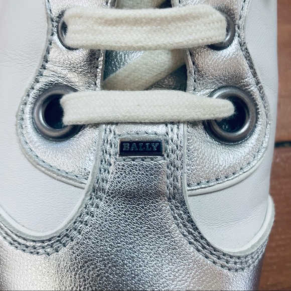 BALLY SNEAKERS WHITE SILVER SIZE 7.5 - Picture 2 of 9